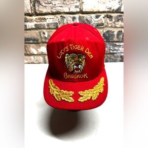 Vintage Baseball Hat Historic Lucy's Tiger Den Snapback Baseball Cap 1980s Embr.